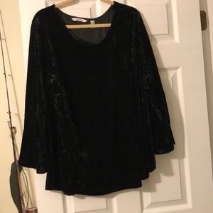 Isaac Mizrahi 2X velvet bell sleeve tunic